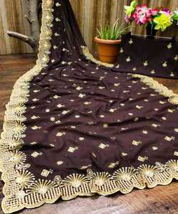 Nouveau look riche vêtements de mariage vichitra soie broderie travail saree femmes indiennes portent sari pas cher bas prix en gros surat apparelgarment - Product Image 5