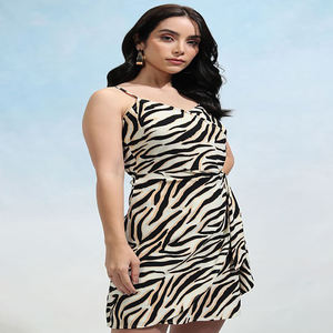 เดรสยาวคลุมเข่าสำหรับผู้หญิงผ้าแคชเมียร์พิมพ์ลายดิจิทัลระบายอากาศได้สำหรับฤดูร้อน - Product Image 1