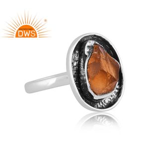 แหวนเรียงซ้อนพลอยซิทรีนหยาบทำด้วยมือเงินสเตอร์ลิงธรรมชาติเครื่องประดับแบบสั่งทำสำหรับผู้หญิงของขวัญสำหรับผู้หญิงสำหรับเธอ - Product Image 3