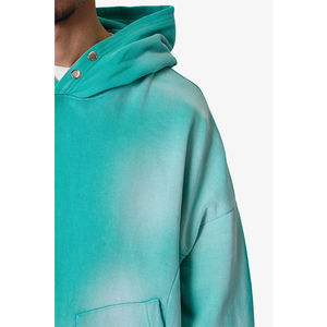 Sudadera de Manga Larga Verde de Alta Calidad, Talla Grande, Holgada, Estilo Urbano para Hombre, con Doble Bolsillo, Lavada con Efecto Desgastado - Product Image 6