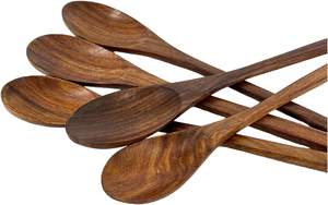 Lot de 5 cuillères en bois pour la cuisine, la maison, la nourriture, durable-Fait à la main-Matériau en bois-Couleur naturelle - Product Image 6