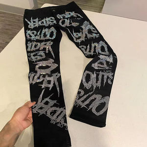 Pantalon long en strass avec motif de crâne pour homme, décontracté, taille élastique, anti-rides, pour le printemps et l'automne - Product Image 2