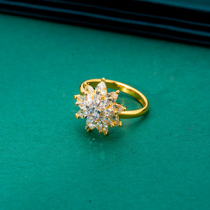Anillo CZ ajustable con joyería de moda artificial chapada en rodio de 2 tonos para mayoristas en India - Product Image 1