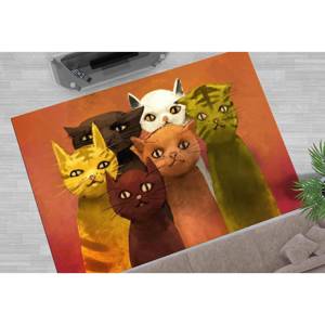 Tapis imprimé avec un motif de chat abstrait, tapis imprimés en 3D, peinture de six chats, tapis de bureau à thème animalier, tapis en velours - Product Image 5