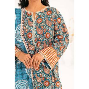 ชุดสัลวาร์กะมีซผ้าฝ้ายพิมพ์ลายแบบ 3 ชิ้น พร้อมผ้าคลุมไหล่ รุ่น K-52108 ชุดปากีสถานสำหรับงานเทศกาลและชุดประจำชาติ ชุดอินเดีย - Product Image 6