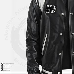 Veste en cuir pour homme grande taille, couleur personnalisée, hiver, patchwork personnalisé, design de lettres, plis avant et arrière, poches latérales, haute qualité - Product Image 3