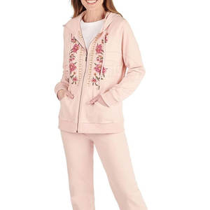 Sudadera con capucha extragrande de pana de algodón 100% para mujer con parche bordado, ropa de calle con cremallera y logotipo personalizado para invierno, patrón sólido - Product Image 5