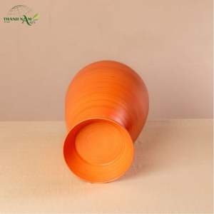 Vase décoratif de table en bambou à couvercle, style Art Déco, écologique, enroulé, sculptural, pour le rangement et l'exposition - Product Image 4