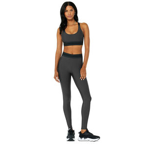 Ensemble de Yoga de sport complet pour femmes Leggings taille haute à motif solide avec manches longues pour les vêtements de Fitness d'entraînement de gymnastique - Product Image 1