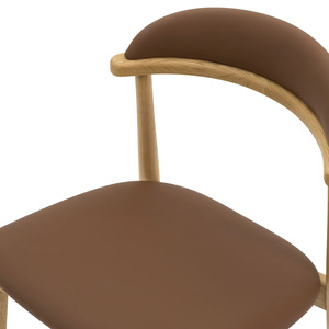 Silla de comedor de diseño moderno con marco de madera maciza de teca con asiento y respaldo tapizados para uso en interiores y exteriores de apartamentos - Product Image 4