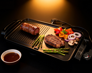 Electric Griddle 2000W with Dual Cooking Zones, 47 × 27 cm Large Non-Stick Surface, Adjustable Temperature, Tabletop Grill for H - Product Image 3