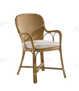 Chaise de salle à manger avec accoudoir design de luxe chaise de salon chaise en osier et bambou naturel assise de style moderne - Product Image 5