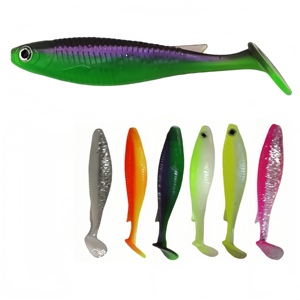 Señuelos de Pesca de Goma Blanda de Doble Color con Cola en T de 6-12cm, PVC, para Pesca, Venta al por Mayor de Artículos de Pesca OEM - Product Image 6