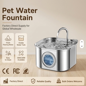 Fontaine à eau automatique pour animaux de compagnie en acier inoxydable en forme de bouteille de 3,2 L pour chats et chiens, batterie rechargeable, pompe silencieuse - Product Image 1