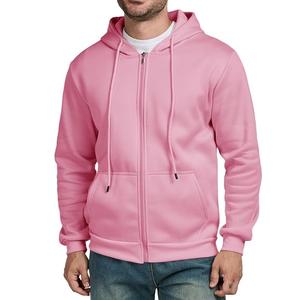 Precio al por mayor Servicio OEM Hombres 100% Algodón Manga larga Hombro Pendiente Cuello Cinta Color sólido Cómodo Zip Hoodie Bangladesh - Product Image 6