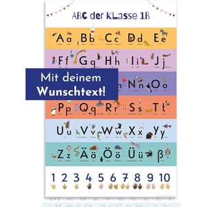 Affiche ABC au design moderne personnalisé avec des motifs d'animaux et aide à la comptabilité 61 x 91,5 cm Art mural - Product Image 2