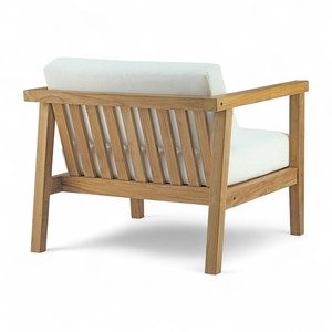 Chaise Lounge de teca con luz natural para exteriores, sofá, cojín cómodo, sillón de madera con acento para Park Hotel, comedor junto a la piscina - Product Image 4