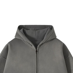 Sudadera con Capucha de Felpa 100% Algodón, Estilo Urbano Invernal, con Logotipo Personalizado, Parche Bordado, Lavado Ácido, Decoloración al Sol, Cierre de Cremallera, para Hombre - Product Image 4