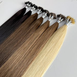 Straight European Hair Nano Ring Remy Double Drawn <b>Bead</b> Tip Natural Color Micro Loop Tape-In Hair Extensions - Product Image 2