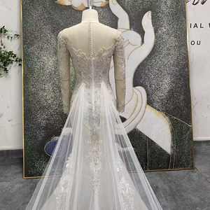 Jancember LSSG153 Vestido de Novia de Lujo con Lentejuelas, Estilo Sirena, con Apliques de Cuentas, Corte Trompeta, con Brillo, para Boda/Catédrala - Product Image 6