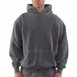 Men's <b>Trendy</b> Acid Wash Rhinestone 100% Cotton Oversized Casual Winter Bling Pullover <b>Hoodie</b> with Pouch Pocket Customized Design - Product Image 6