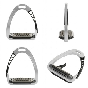 Paire d'étriers de sécurité rétractables personnalisables en aluminium et polymère pour l'équitation, fournitures équestres, gris - Product Image 2