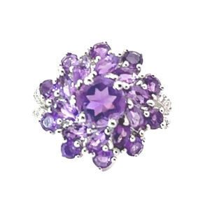 Magnifique ensemble de bagues de cocktail en améthyste violette de dernière conception en argent sterling 925 de haute qualité - Product Image 1