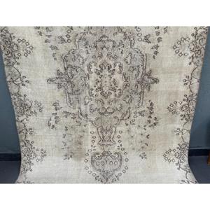 Tapis vintage 5,1x7,3 pieds, tapis patchwork gris brun en laine - Product Image 2