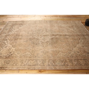 6,9x9,1 ft Vintage Turkish Rug, Large Rug, <b>Brown</b> <b>Wool</b> Rug - Product Image 3