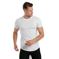 T-shirt Homme Vert Olive Coupe Slim Manches Courtes Col Rond Tricoté Couleur Unie Décontracté Vente en Gros