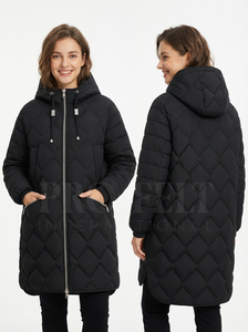 <b>Women's</b> Custom Design Diamond Quilted Down <b>Cape</b> Coats with Hood Long Sleeve Padded Winter <b>Poncho</b> Quilted Coat For <b>Women's</b> - Product Image 2