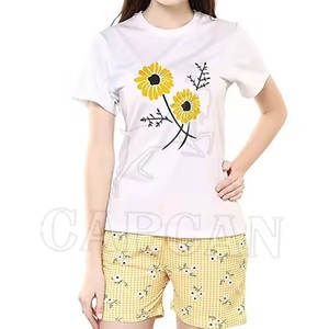 100% Cotton Fabric <b>Women</b> Best Selling Two Piece <b>Sets</b> For Custom Pattern Style T-<b>Shirt</b> Sustainable <b>Set's</b> - Product Image 1