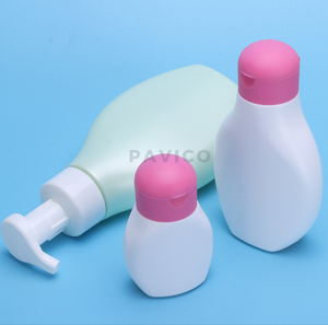 Bouteille en plastique HDPE imprimée sur mesure avec tête de pompe plate Capacités de 100ml 200ml 500ml pour solution de nettoyage Utilisation de lait liquide - Product Image 4