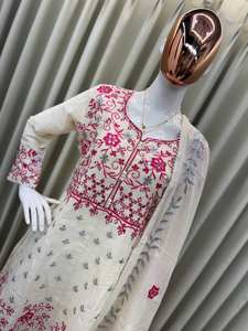 Diseñador Camric algodón Top Sarara conjunto lentejuelas bordado espejo trabajo encaje detalle Dupatta-indio pakistaní fiesta ropa seda - Product Image 2