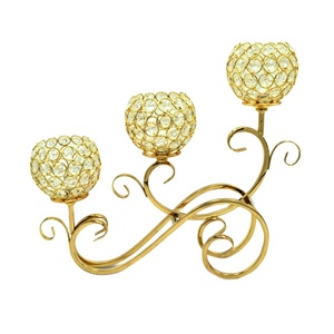 Portavelas de cristal dorado hecho a mano para boda, portavelas de cristal hecho a mano, centro de mesa - Product Image 6