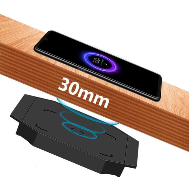 Factory Sales 30mm Long Distance Under Table Outlet Invisible 10W Output Furniture Embedded Wireless Charger