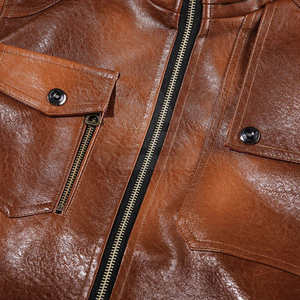 Chaqueta de Cuero para Hombre, Chaqueta de Cuero Genuino al por Mayor para Hombre, Chaqueta de Cuero con Cremallera de Alta Calidad y Manga Larga - Product Image 3