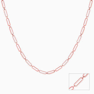 Collar de Cadena de Eslabones Alargados en Oro Rosa de 14K, Hecho de Plata de Ley 925, Unisex, Geométrico, para Regalo - Product Image 5