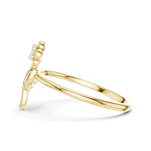 แหวนเพชรลายดอกไม้สำหรับผู้หญิง เพชรแล็บ 0.068 กะรัต ในทอง 18KT, 14KT, 10KT และเงิน 925  ทองชมพู, ทองเหลือง, ทองขาว - Product Image 4