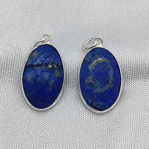 Pendentif en argent 925 avec lapis-lazuli naturel ovale facetté, serti en bélière, boucle unique - Product Image 2