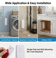 Détecteur de fuite d'eau intelligent Tuya WiFi, capteur d'alarme, application Smart Life, alerte de débordement pour le sous-sol, la machine à laver