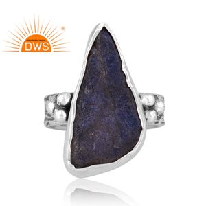 Dernières tendances Bague empilable en argent sterling oxydé Labradorite brute naturelle Bague empilable Fabricant de bijoux personnalisé - Product Image 2