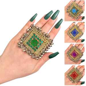 Vintage <b>Pakistani</b> Afghan Kuchi Choker Rings Earrings Set Stainless Steel Jewelry for Women Adults Engagement Wedding Occasion - Product Image 1