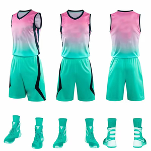 Ensemble de maillot de basket-ball réversible pour vêtements de sport, maillot de basket-ball personnalisé imprimé, respirant, séchage rapide, 100% polyester, adulte - Product Image 1