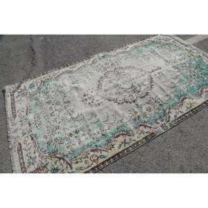 Alfombra de retazos de 5x9 pies hecha a mano de lana de alta calidad, clásica, blanca, verde, rectangular, patrón de pasillo, sala de estar látex para, dormitorio, Adolescentes - Product Image 2