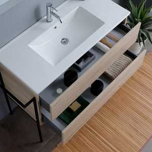 Belize 100CM 2-Drawer Cabinet with <b>Sink</b> 100X60 Mirror Black Towel <b>Rack</b> Bathroom Sets - Product Image 6