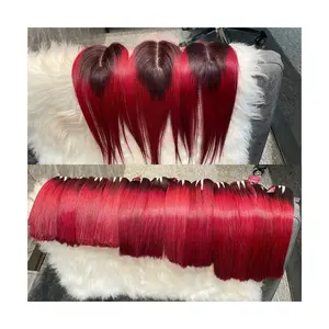 الجملة 100% وصلة إطالة شعر طبيعي لحمة العظام مستقيم اللون الأحمر الشعر مناسبة لعيد الميلاد من الفيتنامية مصنع