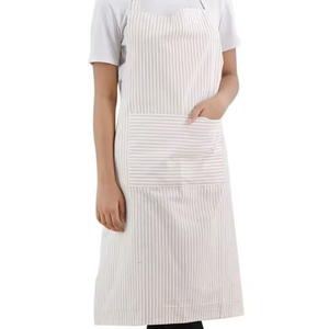 Babero teñido en hilo de algodón 100%, delantal, cintura gris, babero, comida, salón de cocina, peluquero, jardín, barbacoa, PE, LDPE, PU, tela vaquera de PVC, poliéster - Product Image 1