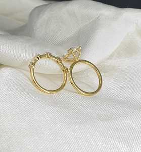 แหวนแต่งงานสำหรับผู้หญิงประดับเพชรรูปวงรีสีทอง14K ประดับเพชรสำหรับผู้ใหญ่ได้รับการรับรองจาก IGI VVS CVD - Product Image 3
