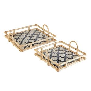 Nouveau choix préféré artisanat nacre incrustation rotin plateaux de service avec poignée nouveau style pour plateau décoratif du Vietnam - Product Image 2
